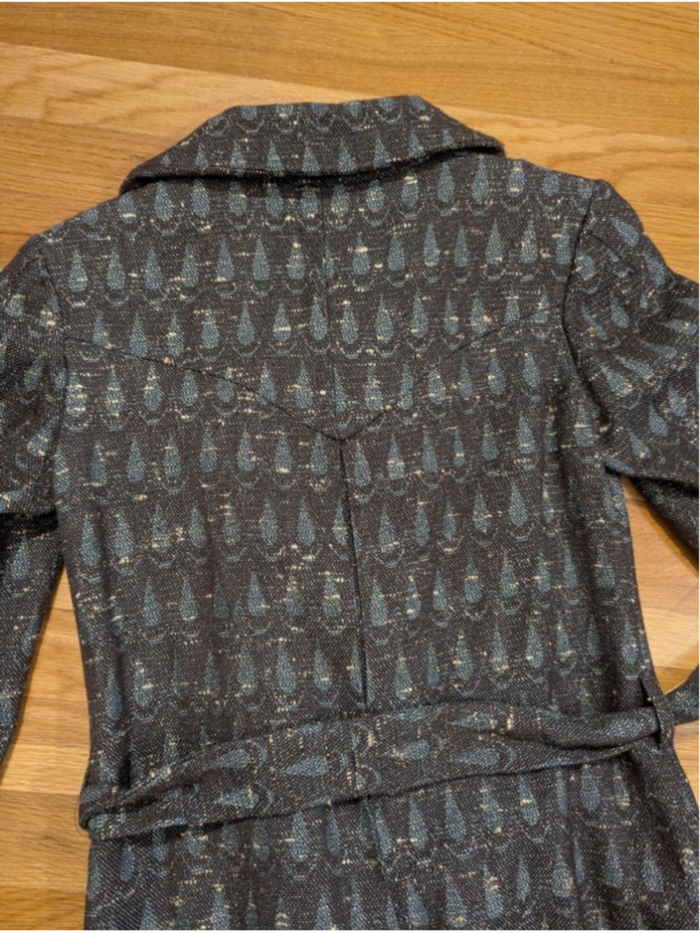 Roland Mouret Gray Teal Wool Blend Tweed Midi Coat US Size 4 - Picture 5 of 16